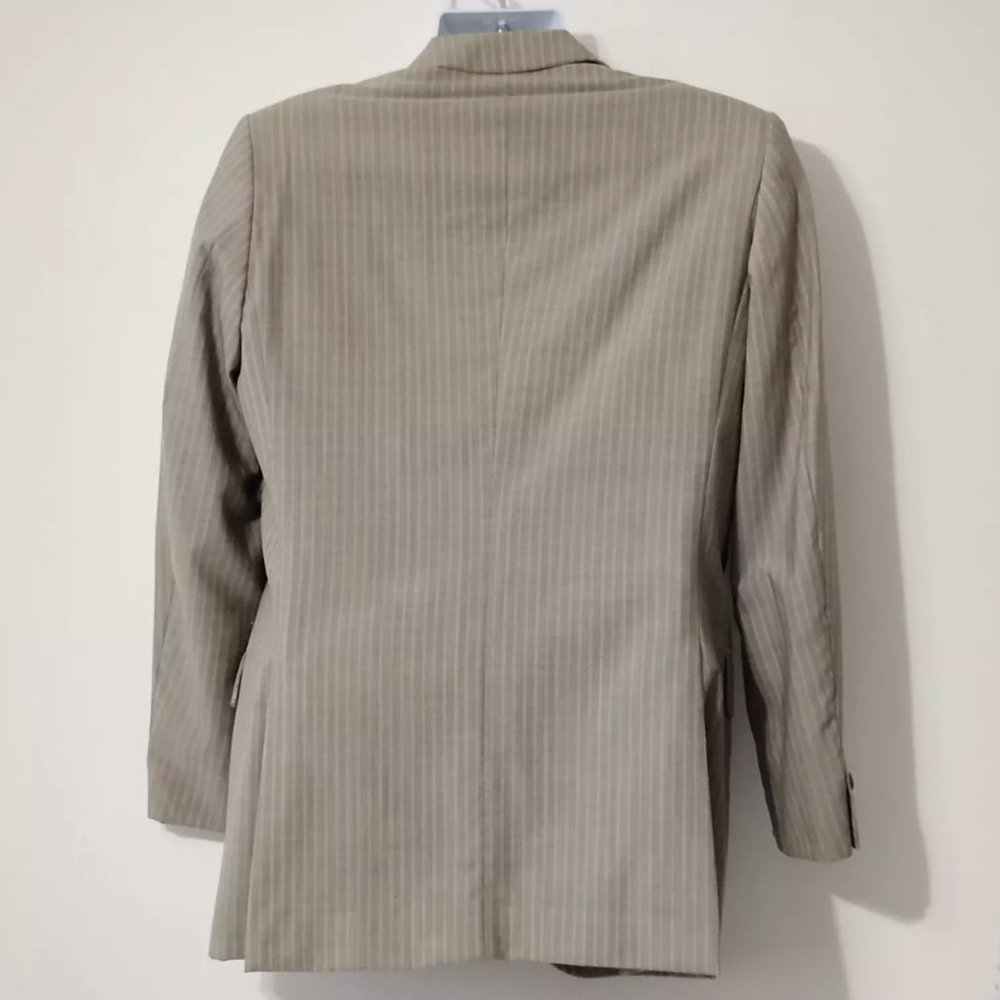 Zara Man 100% Wool Blazer Striped Beige Size 40 EU (Medium) Neutral Elegant - Picture 2 of 10
